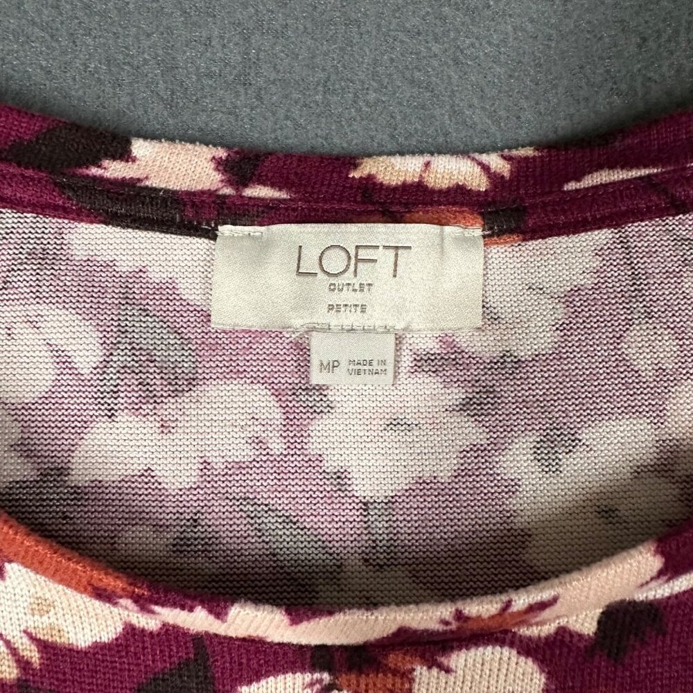 LOFT Outlet Womens MP Floral Peplum Long Sleeve Pullover Super Soft Sweater - Picture 8 of 9